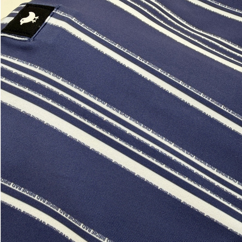 Bad Birdie Ridge Polo Men L Large Winning Streak Cobalt Stripe Golf Shirt UPF 50 - Picture 4 of 5